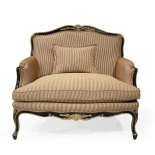 Dion — striped upholstery armchair with gilt wood frame