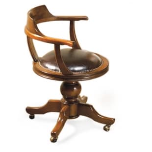 Nancy — wooden swivel desk chair with leather seat