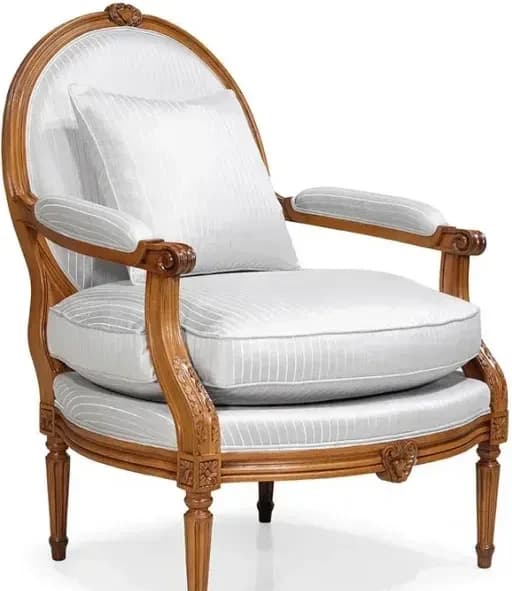 Dion — striped upholstery armchair with gilt wood frame